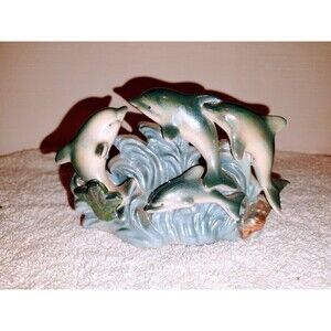 Porcelain Dolphins 7" scultpture